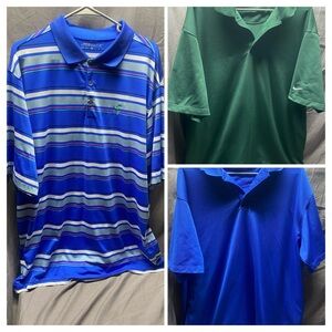 3 Nike Fit Dry Golf Polo Shirts XXl Blue Green Striped